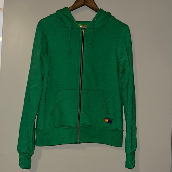 NWT Aviator Nation Bolt Zip-Up Hoodie // Kelly Green
